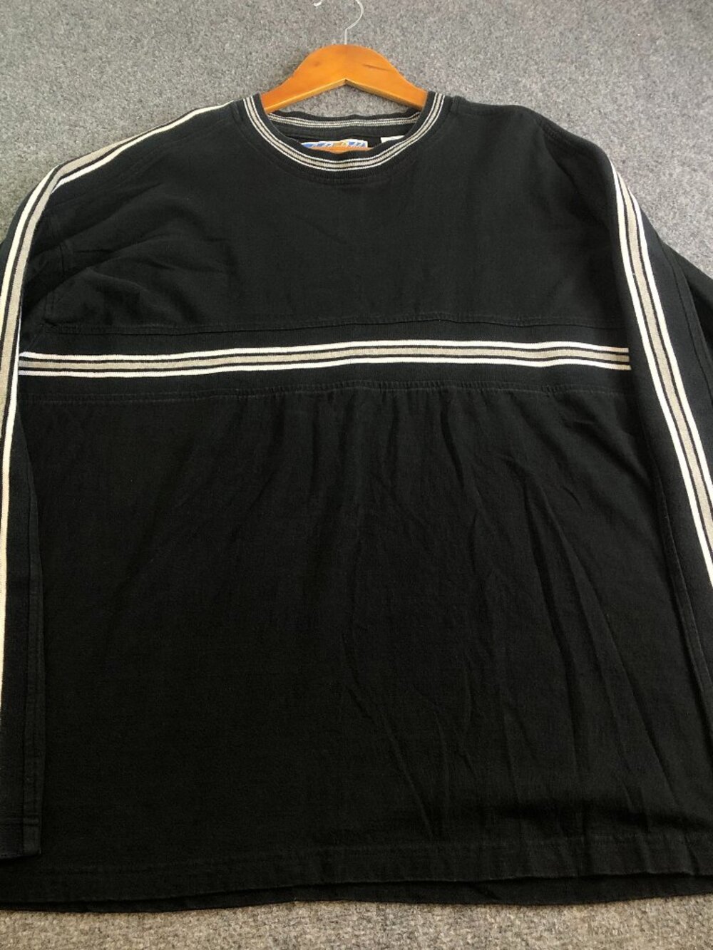 AM PM Shirt Mens Extra Large Black Striped Y2K Skate Surf Vintage Boxy Beach